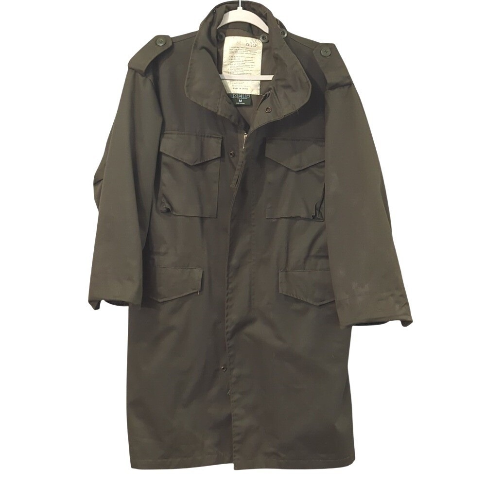 Military‎ Trench Coat Long Olive Green size Medium